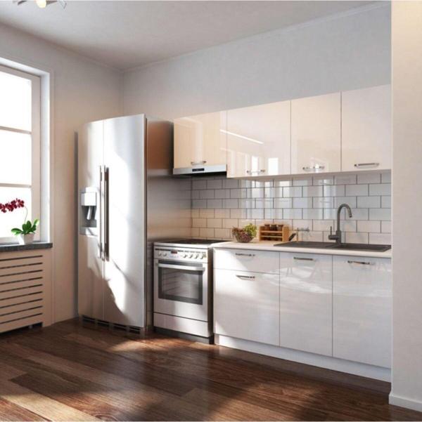 Tdesigno Linda Hazır Mutfak Dolabı 200Cm Parlak Beyaz – - Image 1