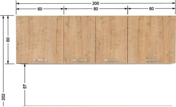 Tdesigno Piraye Üst Mutfak Dolabı 200 Cm -Safir Meşe - Image 1
