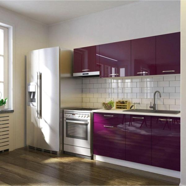 Tdesigno Lida Hazır Mutfak Dolabı 200 Cm Parlak Mürdüm - Image 1