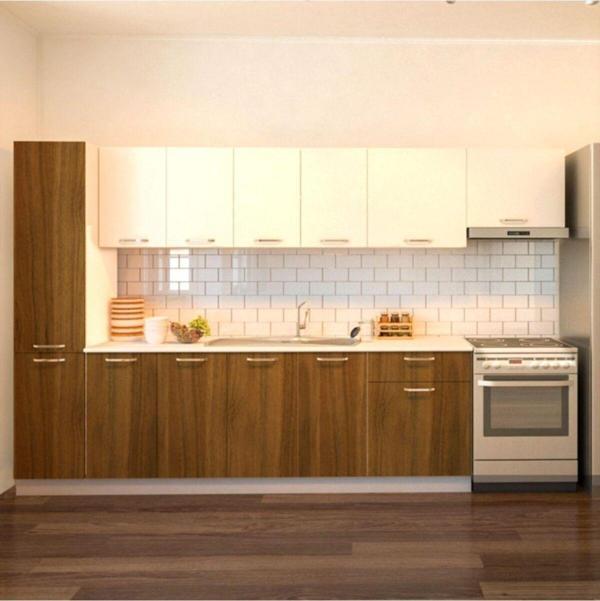 Tdesigno Yaprak Hazır Mutfak Dolabı Kiler Dahil 320Cm –Ceviz Ve Beyaz– - Image 1