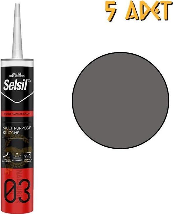 Selsil Genel Amaçlı Silikon ANTRASİT GRİ 322 gr. - 5 Adet - Image 1