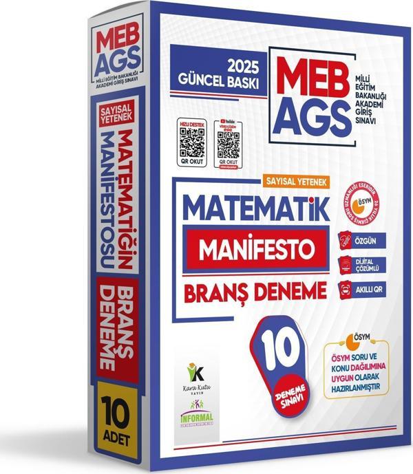 2025 MEB AGS Sayısal Yetenek MATEMATİK Manifesto Branş Deneme Paketi 10lu Özgün Dijital Çözümlü - Karakutu Yayınları - Image 1