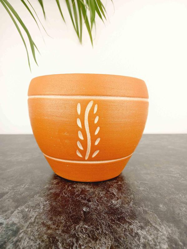 Bitki Tasarımı Nakış Desenli Terrakota Toprak Saksı Saksılık Salon Çiçeklik - 15 Cm - Image 1