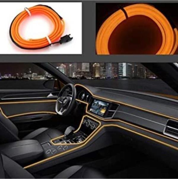 Araç İçi Torpido Şerit Ledi Renkli İp Neon Led 2 Metre Turuncu Açık - Image 1