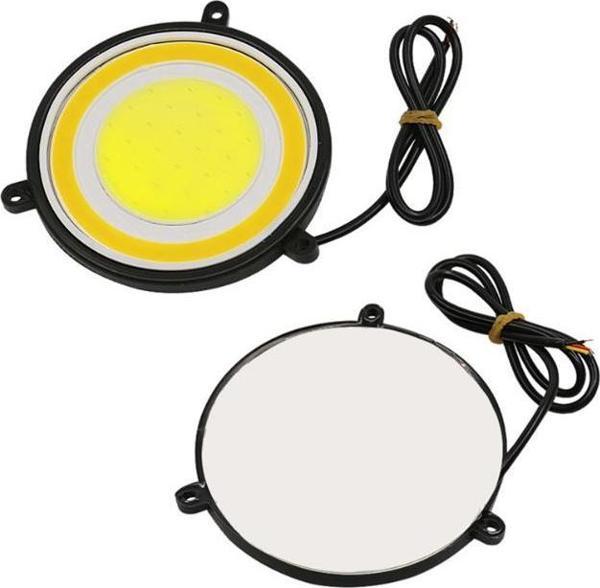 Gündüz Ledi Farı COB DRL Su Geçirmez Sarı Beyaz Yuvarlak Sinyalli - Image 1