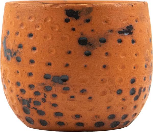 Bitki Tasarımı Siyah Nokta Desenli Terakota Toprak Saksı Saksılık Salon Çiçeklik- 12 Cm - Image 1