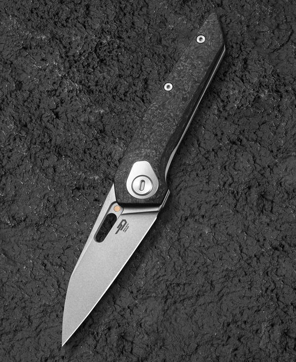 BESTECH VK-VOID BT2305B Beyaz Boncuk Kumlama+Taş Yıkama Titanyum+ Karbon Fiber Sap Stonewash Elmax Çakı - Image 1