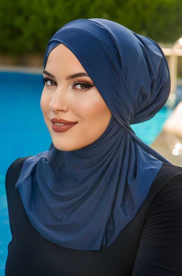 Açık Lacivert Çapraz Bantlı Havuz ve Deniz Bonesi - Image 1