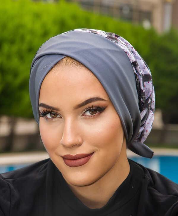 Gri Desenli Çapraz Deniz - Havuz Deniz Bonesi - Image 1