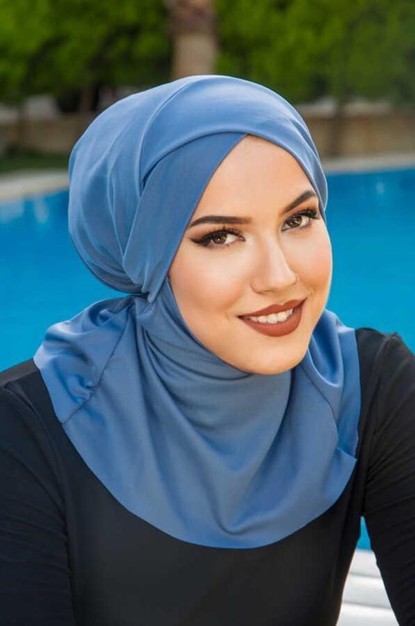 İndigo Çapraz Bantlı Havuz ve Deniz Bonesi - Image 1