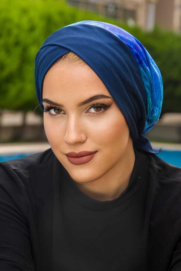 Lacivert Batik Çapraz Deniz - Havuz Deniz Bonesi - Image 1