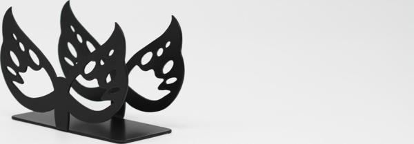 Metal Masa Üstü Sofra Dekoratif Siyah Peçetelik kelebek Desenli Model - Image 1