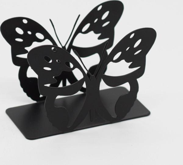 Metal Masa Üstü Sofra Dekoratif Siyah Peçetelik Kelebek Figürlü Model - Image 1