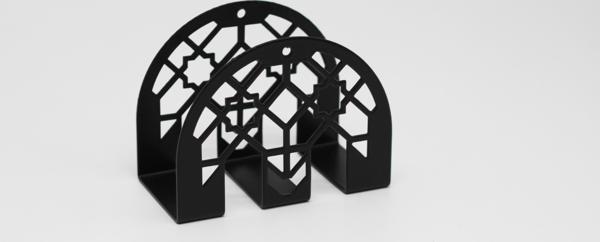 Metal Masa Üstü Sofra Dekoratif Siyah Peçetelik Modern Model - Image 1