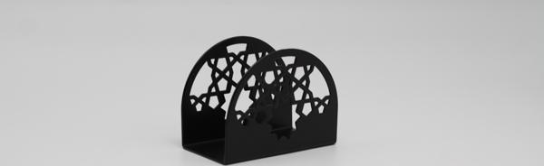 Metal Masa Üstü Sofra Dekoratif Siyah Peçetelik Selçuk Model - Image 1