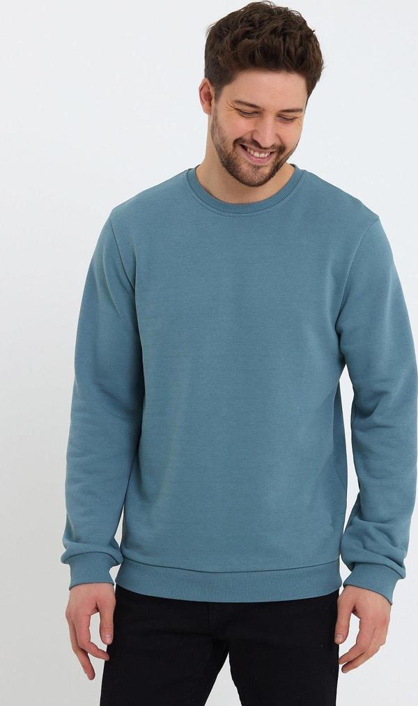 Erkek Oversize Uzun Kol Sıfır Yaka Sweatshırt-7096 - Image 1