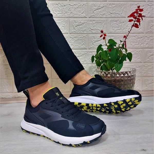 Kinetix Bret Siyah-Sarı Fuspetli Kaymaz Erkek Spor Ayakkabı - Image 1