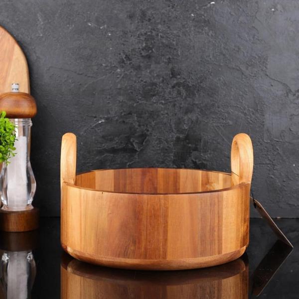 Mien Dayanıklı Akasya Yuvarlak Kulplu Derin Kase -7b130 - Image 1