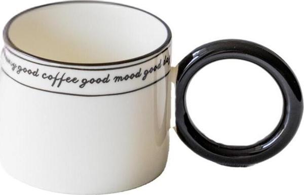 Mien Dayanıklı Desenli Porselen Halka Kulplu Mood Kupa 1 Adet - Image 1