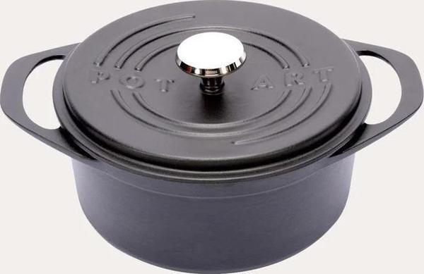 Sürel Potart 24 cm Yuvarlak Döküm Tencere Mat Siyah - Image 1