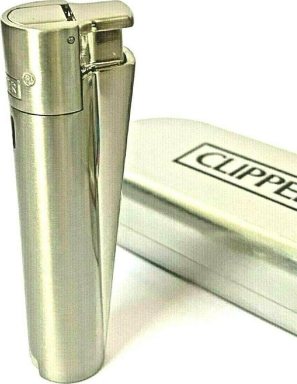 Clipper 1300C Turbo Komple Metal Gümüş Çakmak Turbo Yeni Model Korumalı Kişiye Özel - Image 1