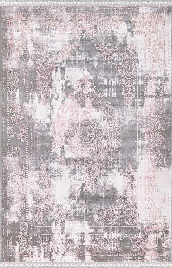 İpek Mekik Halı Blossom Pembe Füme Eskitme Desenli Halı - Image 1