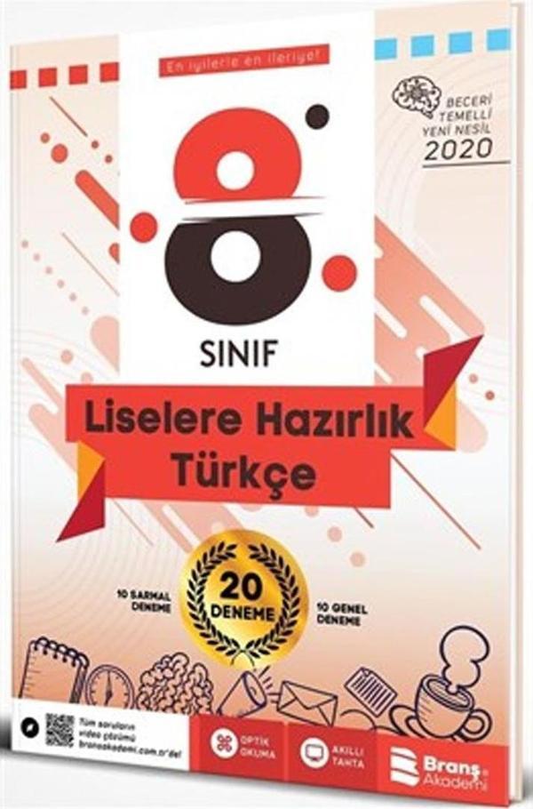 Branş Akademi Yayınları 8. Sınıf LGS Türkçe 20 Deneme - Branş Akademi Yayınları - Image 1