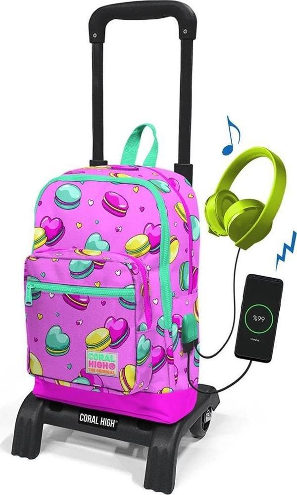 Coral High Sök-Tak Çekçekli Pembe Okul Çantası 22994 - Image 1