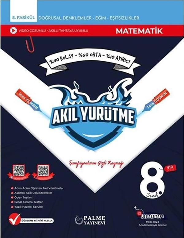 Palme Yayınları 8.Sınıf Matematik Akıl Yürütme Kitabı 5 Soru Fasikülü - Palme Yayınları - Image 1