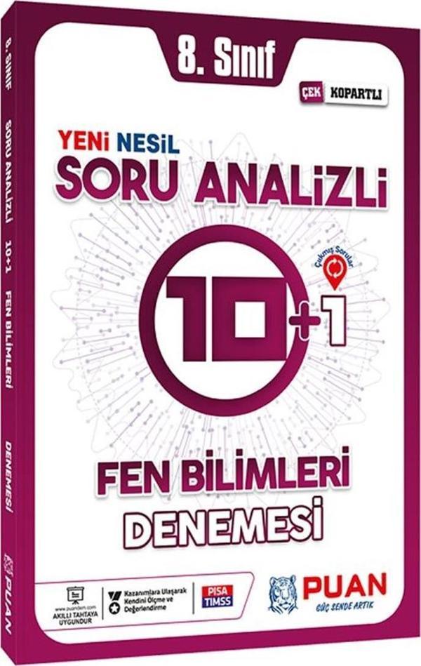 Puan Yayınları 8. Sınıf LGS Fen Bilimleri Çek Kopartlı Soru Analizli 10+1 Deneme - Puan Yayınları - Image 1