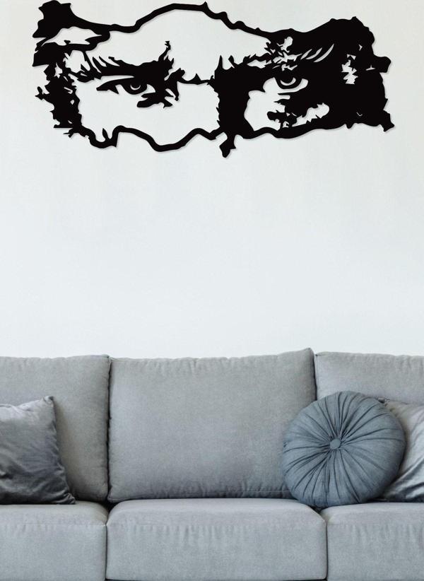 Gowpenart Dizayn Atatürk Ve Türkiye Dekoratif Siyah Metal Duvar Tablosu Ev & Ofis Dekoru - Image 1