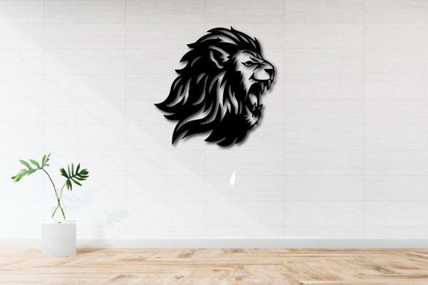 Gowpenart Dizayn Aslan Dekoratif Ev & Ofis Metal Duvar Tablosu - Image 1