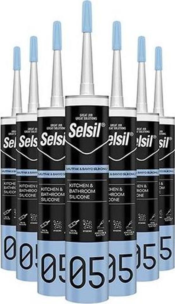 Selsil Şeffaf Mutfak Banyo Duşakabin Silikonu 280 ml 25 Adet 1 Koli - Image 1