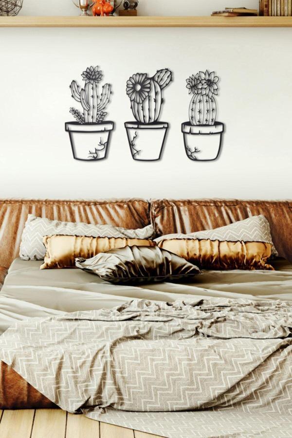 Gowpenart Dizayn Boş Kaktüs Ev&Ofis Metal Duvar Tablosu - 25x45 Cm - Image 1