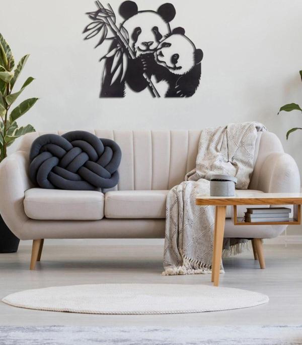 Gowpenart Dizayn Panda Ev&Ofis Metal Duvar Tablosu - 40x49 Cm - Image 1