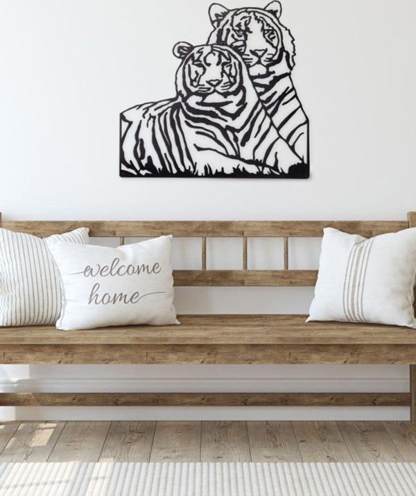 Gowpenart Dizayn Kaplan Ev&Ofis Metal Duvar Tablosu - 46x49 Cm - Image 1