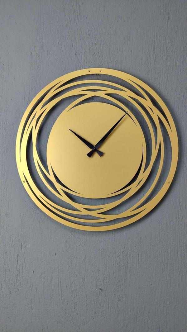 Gowpenart Dizayn Circle Metal Gold - Altın Duvar Saati - Ev - Ofis Saati - Hediye Saat - 60 x 60 Cm - Image 1