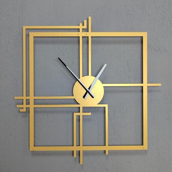 Gowpenart Dizayn Kare Querencia Metal Gold - Altın Duvar Saati - Ev - Ofis Saati - Hediye Saat - 70 x 70 Cm - Image 1