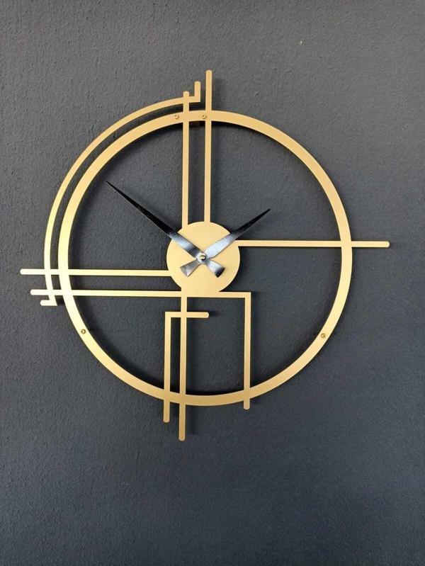 Gowpenart Dizayn Querencia Metal Gold - Altın Duvar Saati 1,5 Mm Kalınlık 50 x 50 Cm - Image 1