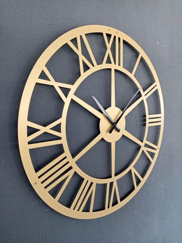 Gowpenart Dizayn Roma Rakamlı Metal Gold - Altın Duvar Saati 1,5 Mm Kalınlık 50 x 50 Cm - Image 1
