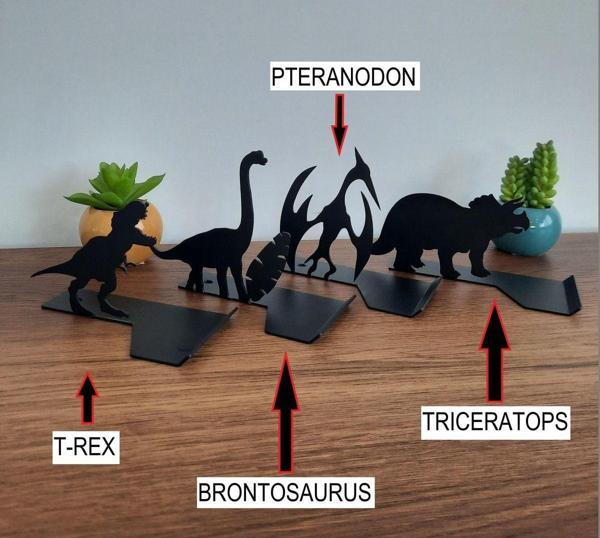 Gowpenart Dizayn Masa Üstü Metal Ergonomik Siyah Telefon - Tablet Tutucu Stand Dinozorfigürlü 2'li Set - Image 1