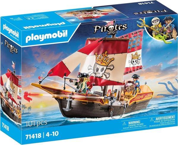 Playmobil Pirates 71418 Korsan Gemisi, Açık Denizlerde Heyecan verici Maceralar, Teleskop, Pusula ve - Image 1