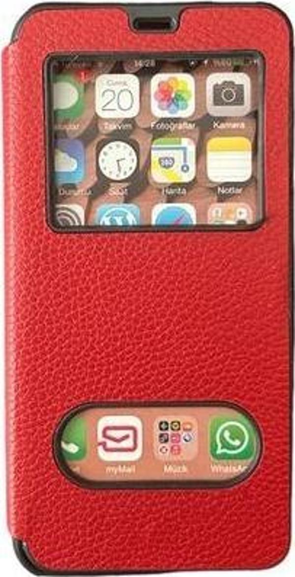 Jopus Galaxy M11 ile Uyumlu Premium Kapaklı Kılıf Kırmızı - Image 1
