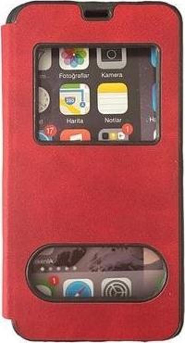 Jopus Venus V5 ile Uyumlu Premium Kapaklı Kılıf Kırmızı - Image 1