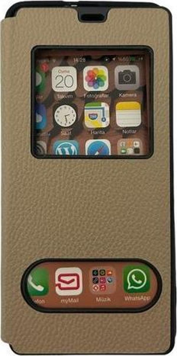 Jopus Galaxy M51 ile Uyumlu Premium Kapaklı Kılıf Gold - Image 1