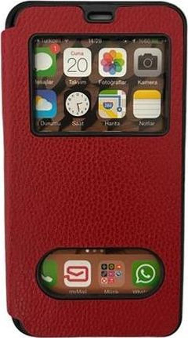 Jopus Galaxy J7 2016 ile Uyumlu Premium Kapaklı Kılıf Kırmızı - Image 1