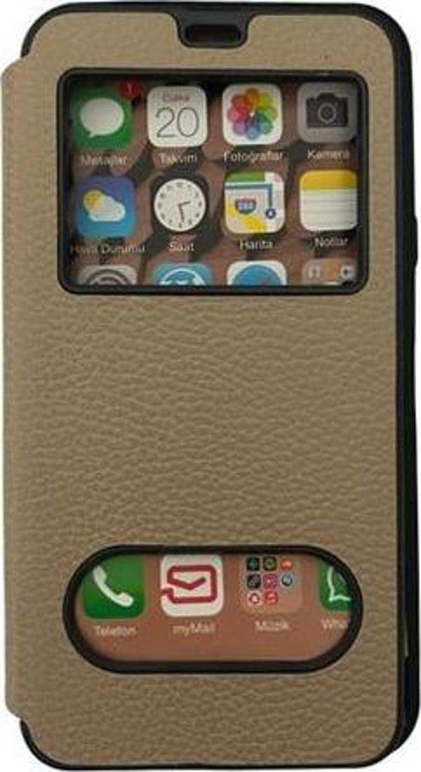 Jopus Galaxy J7 2016 ile Uyumlu Premium Kapaklı Kılıf Gold - Image 1