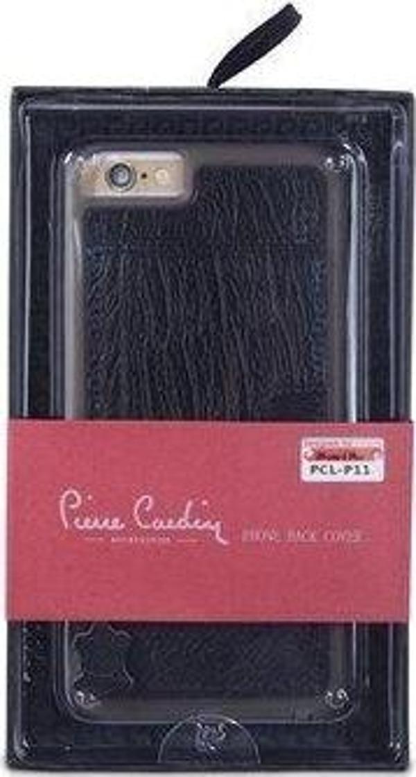 Pierre Cardin iPhone 6 Plus ile Uyumlu Deri Arka Koruma Paneli Siyah PCL-P11 - Image 1