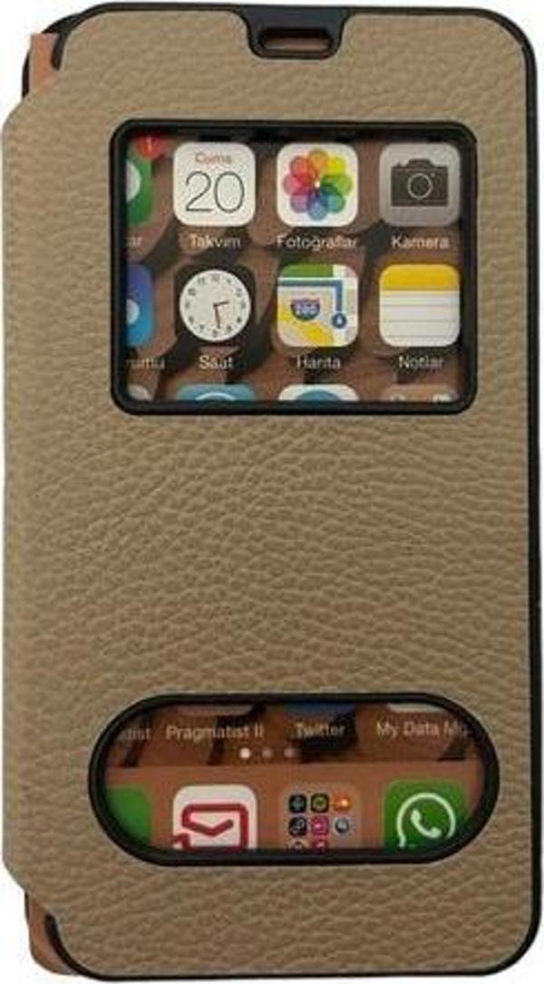 Jopus Galaxy J5 ile Uyumlu Premium Kapaklı Kılıf Gold - Image 1