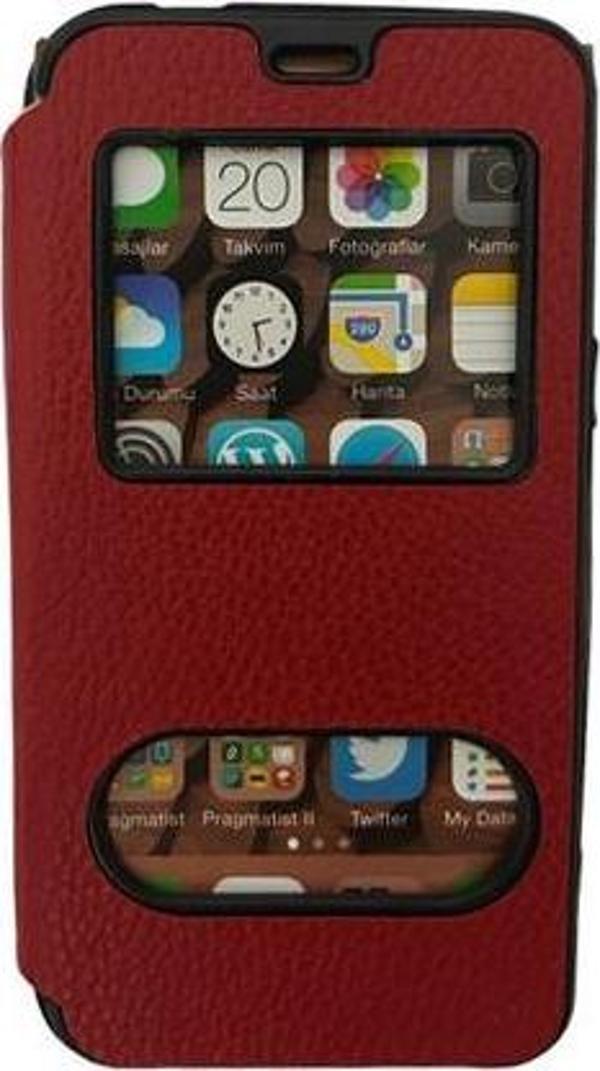 Jopus Galaxy J2 ile Uyumlu Premium Kapaklı Kılıf Kırmızı - Image 1